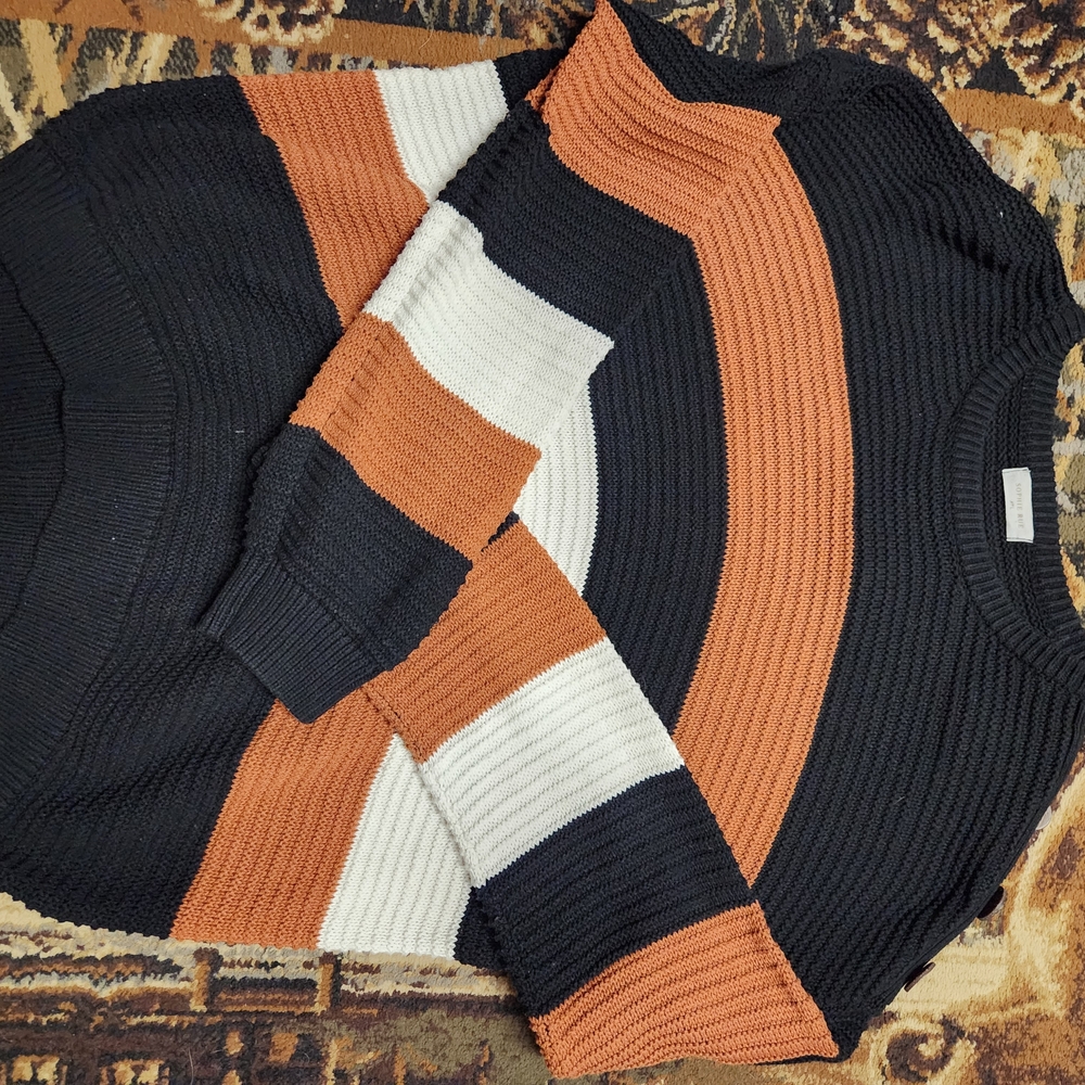 Sophie Rue Black, White, and Brown Striped Sweater - Picture 4 of 6